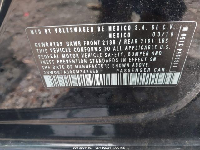 3VWD67AJ0GM349650 Volkswagen Jetta 1.4t Se