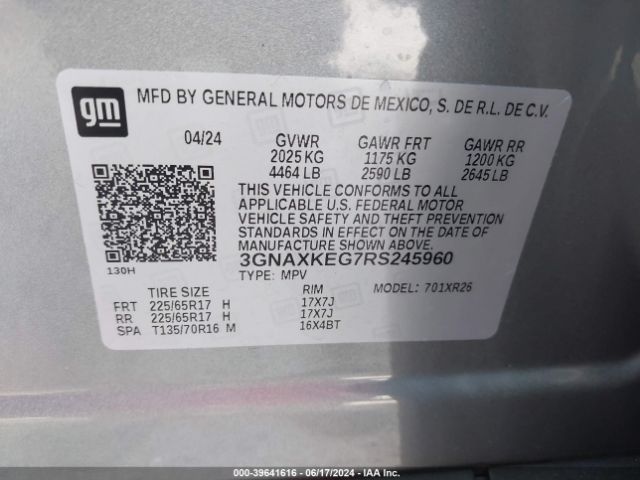 3GNAXKEG7RS245960 Chevrolet Equinox Fwd Lt