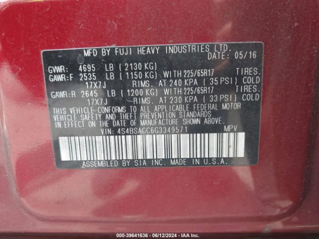 4S4BSACC6G3349571 Subaru Outback 2.5i Premium