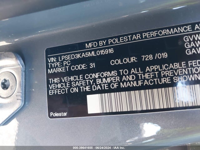 LPSED3KA5ML015916 Polestar 2 Launch Edition