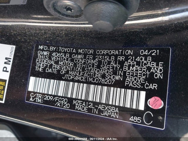 Toyota COROLLA SE 2021 JTDP4MCE1MJ078207 Image 9