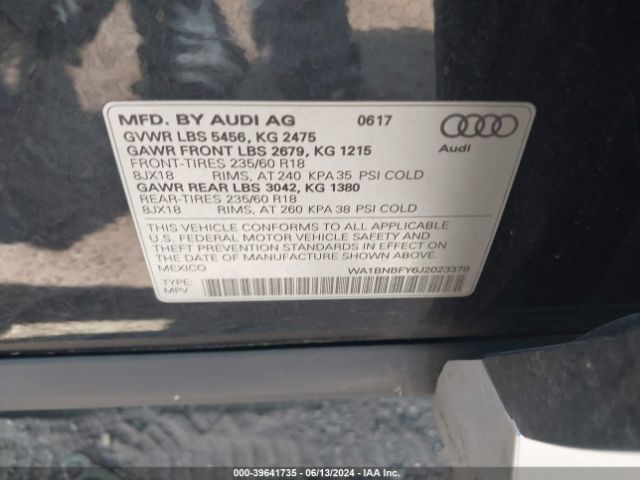 WA1BNBFY6J2023379 Audi Q5 2.0t Premium/2.0t Tech Premium