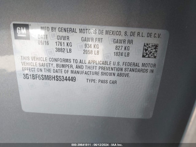 Chevrolet Cruze Premier Auto 2017 3G1BF6SM8HS534449 Image 9