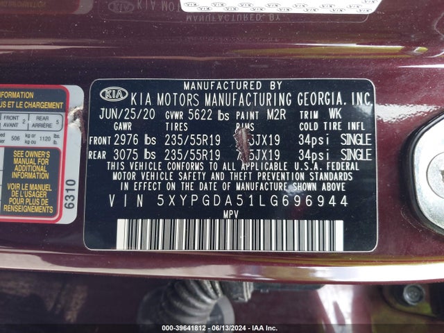 KIA Sorento 3.3l S 2020 5XYPGDA51LG696944 Image 9