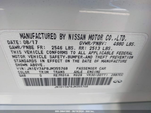 JN1EV7AP8JM355748 Infiniti Q50 3.0t Luxe