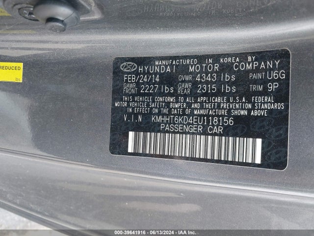 Hyundai Genesis 2.0t Premium 2014 KMHHT6KD4EU118156 Image 9