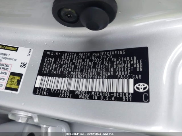 Toyota COROLLA LE 2024 5YFB4MDE1RP104607 Image 9
