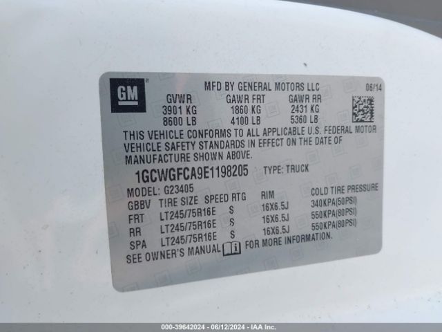 1GCWGFCA9E1198205 Chevrolet Express 2500 Work Van