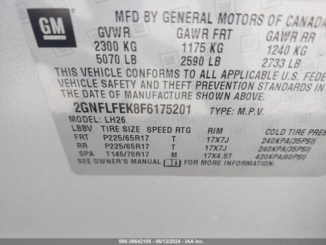 Chevrolet EQUINOX 1LT 2015 2GNFLFEK8F6175201 Image 9
