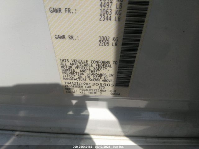 1N4AZ1CP2KC305905 Nissan LEAF SV