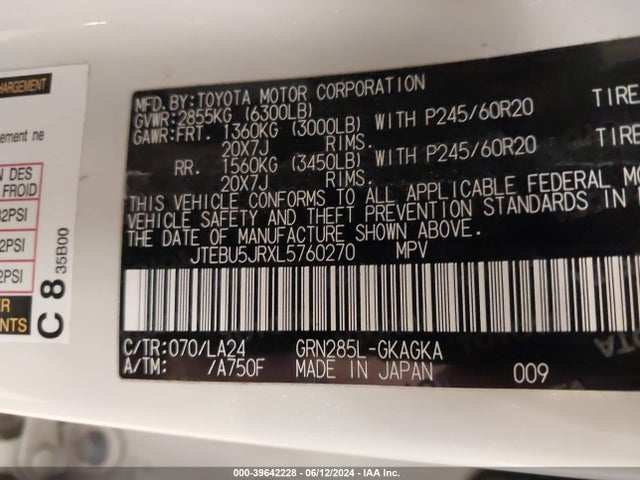Toyota 4runner Limited 2020 JTEBU5JRXL5760270 Image 9