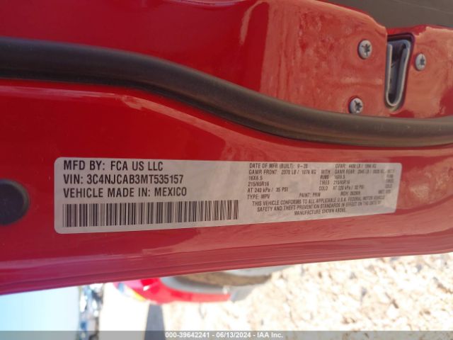 3C4NJCAB3MT535157 Jeep Compass Sport Fwd