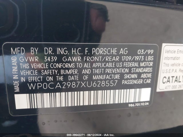 1999 PORSCHE BOXSTER WP0CA2987XU628557 Photo 8