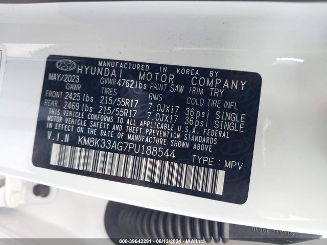 KM8K33AG7PU188544 Hyundai Kona Electric Sel