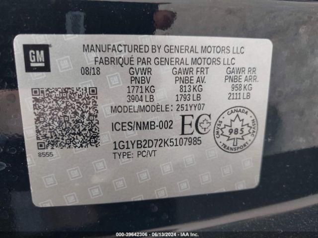 1G1YB2D72K5107985 Chevrolet CORVETTE STINGRAY