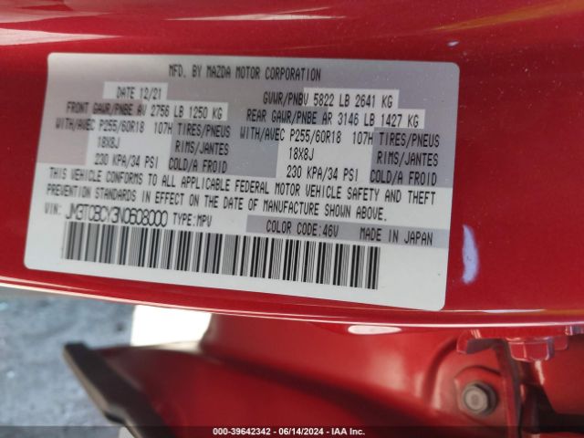 JM3TCBCY3N0608000 Mazda Cx-9 Touring