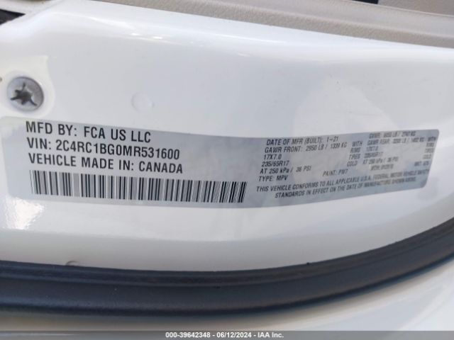 2C4RC1BG0MR531600 Chrysler Pacifica Touring L