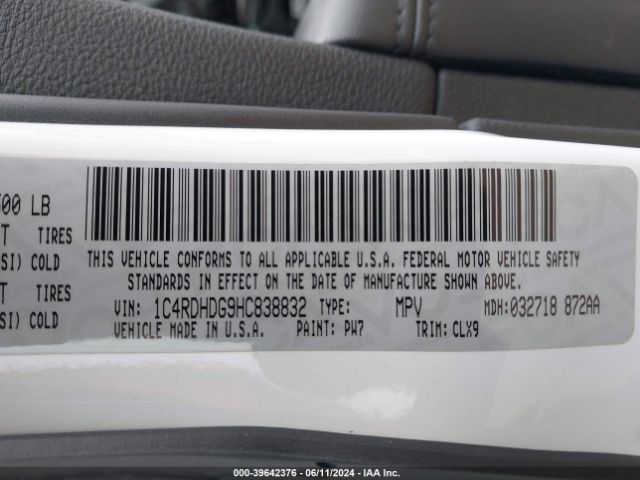 1C4RDHDG9HC838832 Dodge Durango Gt Rwd