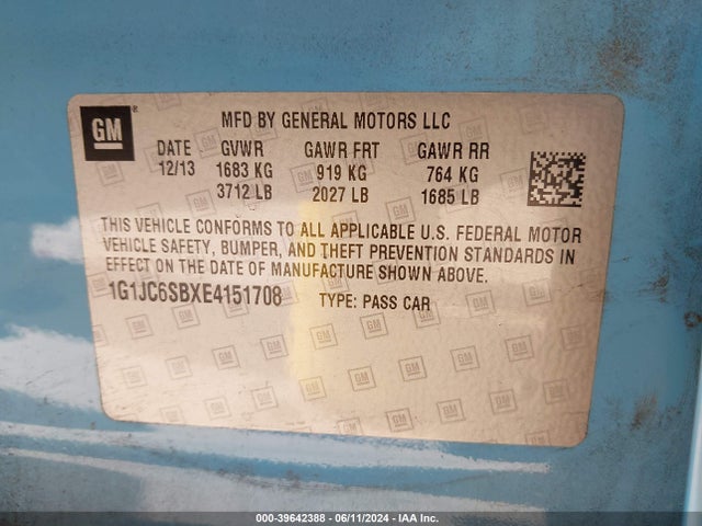 Chevrolet Sonic Lt Auto 2014 1G1JC6SBXE4151708 Image 9