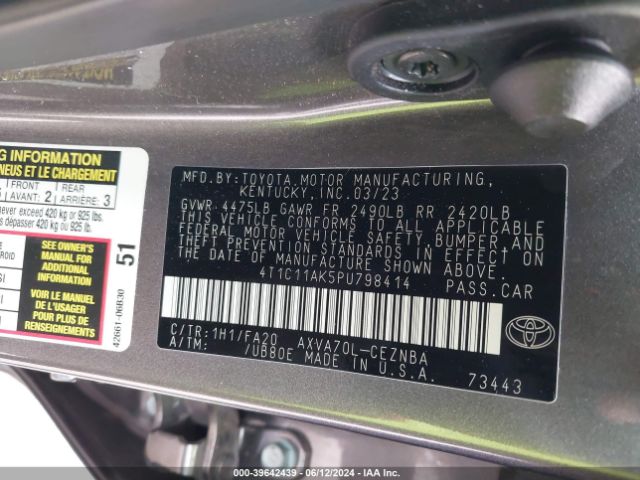 4T1C11AK5PU798414 Toyota CAMRY LE