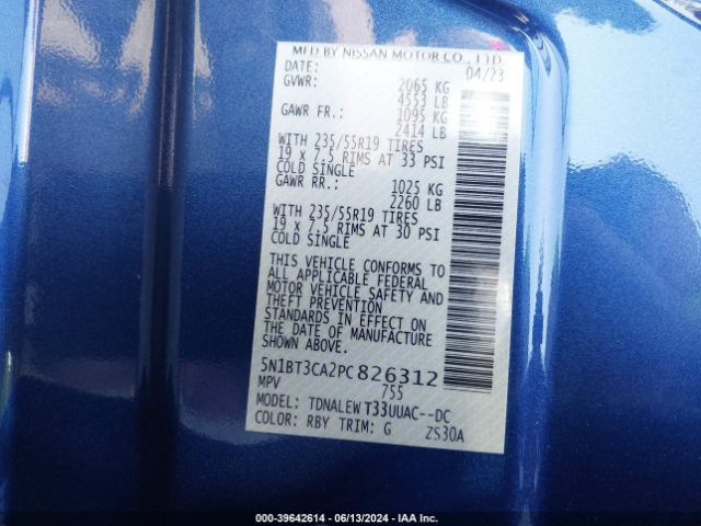 5N1BT3CA2PC826312 Nissan Rogue Sl Fwd