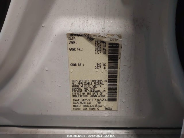 1N4AL3AP5JC174824 Nissan Altima 2.5 Sv
