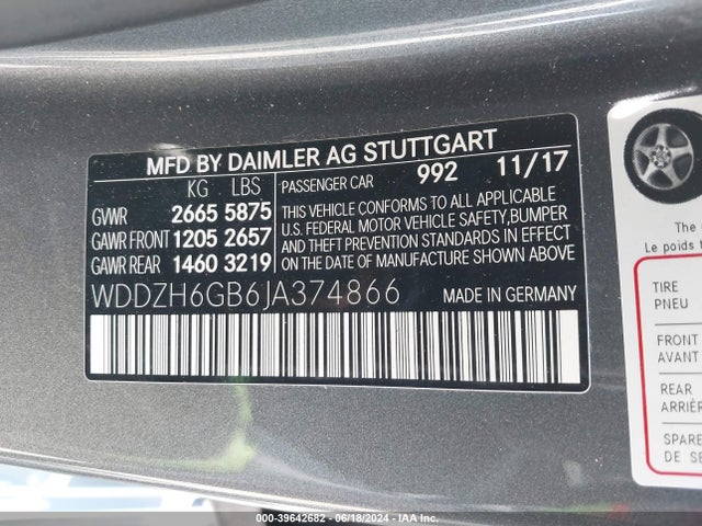 WDDZH6GB6JA374866 Mercedes-Benz E 400 4matic