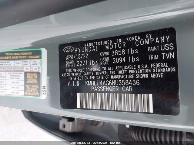Hyundai Elantra Limited 2022 KMHLP4AG6NU358436 Image 9
