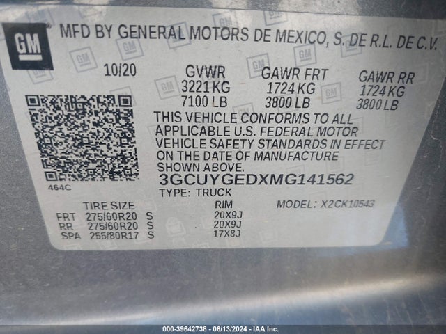 3GCUYGEDXMG141562 Chevrolet Silverado 1500 4wd  Short Bed Ltz