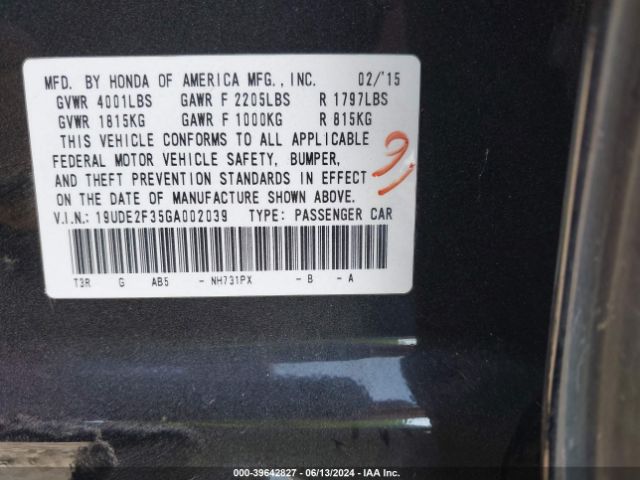 19UDE2F35GA002039 Acura Ilx 2.4l/acurawatch Plus Package