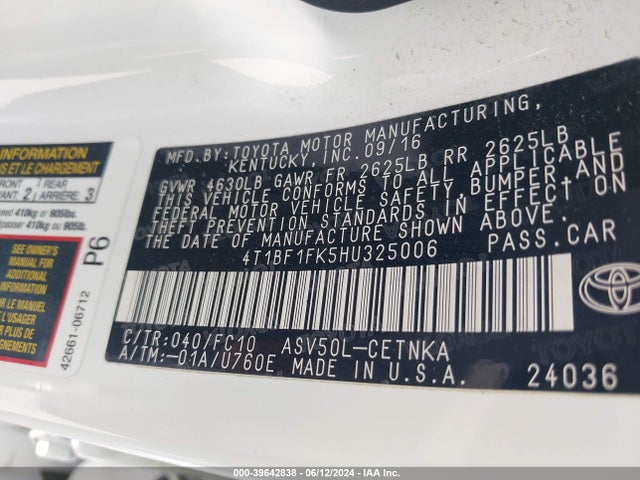 Toyota CAMRY LE 2017 4T1BF1FK5HU325006 Image 9