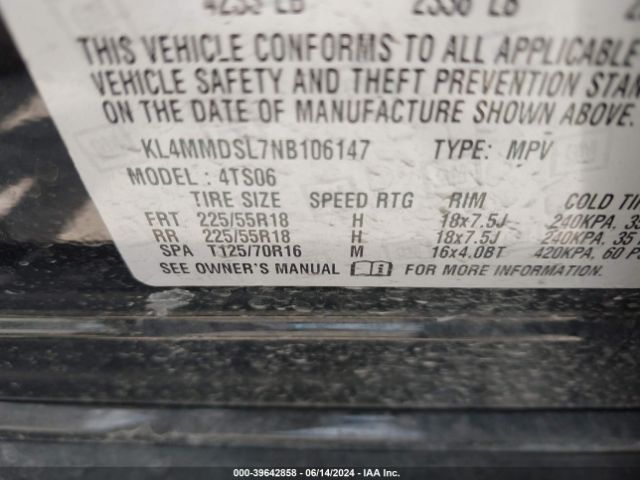 KL4MMDSL7NB106147 Buick Encore Gx Fwd Select