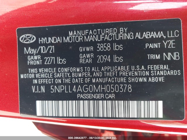 Hyundai ELANTRA SE 2021 5NPLL4AG0MH050378 Image 9