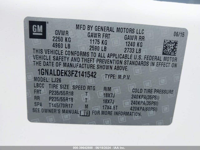 Chevrolet Equinox Ltz 2015 1GNALDEK3FZ141542 Image 9