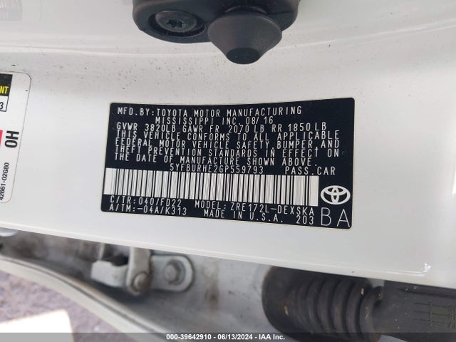 Toyota Corolla S W/special Edition Pkg 2016 5YFBURHE2GP559793 Image 9
