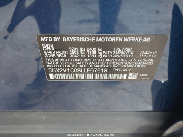 5UX2V1C08LLE67618 BMW X4 Xdrive30i