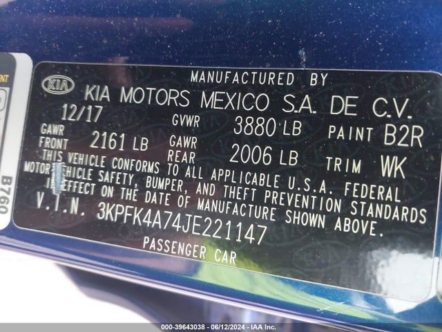 KIA FORTE LX 2018 3KPFK4A74JE221147 Image 9
