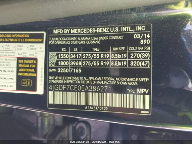 4JGDF7CE0EA386271 Mercedes-Benz Gl 450 4matic