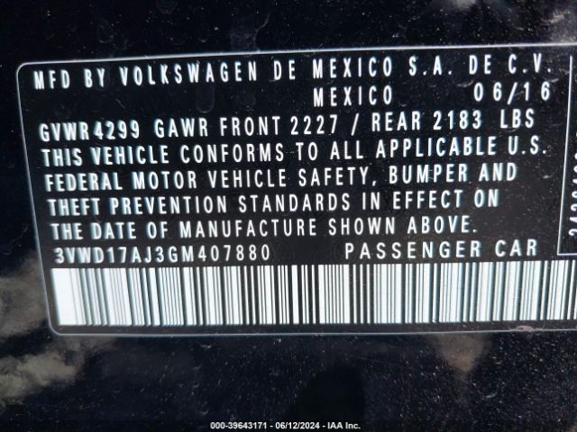 3VWD17AJ3GM407880 Volkswagen Jetta 1.8t Sport