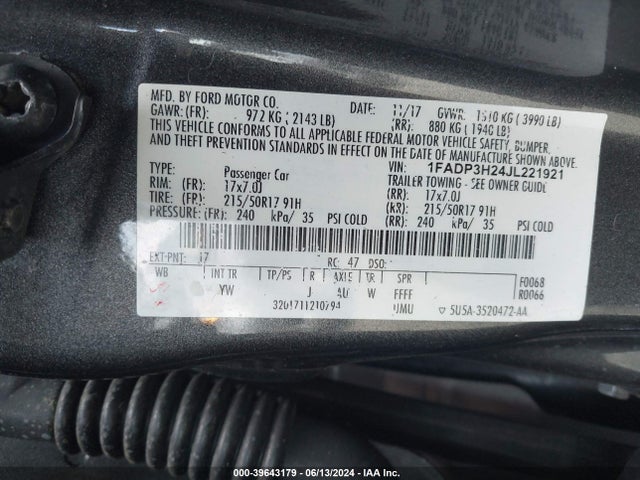 Ford FOCUS SEL 2018 1FADP3H24JL221921 Image 9
