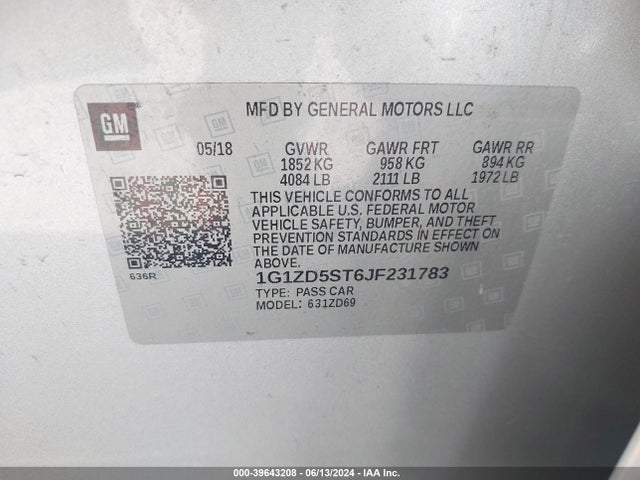 Chevrolet MALIBU LT 2018 1G1ZD5ST6JF231783 Image 9