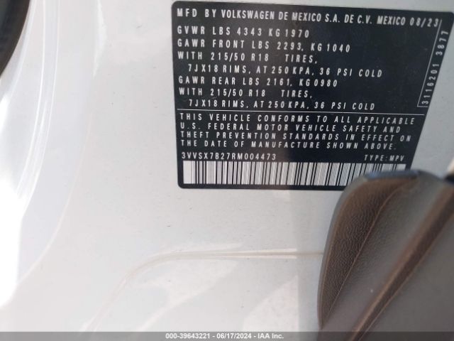 3VVSX7B27RM004473 Volkswagen Taos 1.5t Se