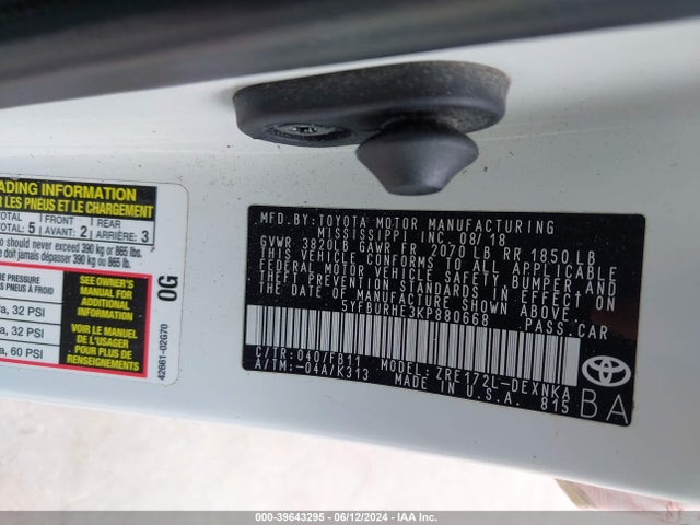 Toyota COROLLA LE 2019 5YFBURHE3KP880668 Image 9
