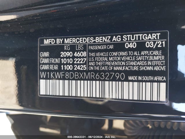 W1KWF8DBXMR632790 Mercedes-Benz C 300 Sedan