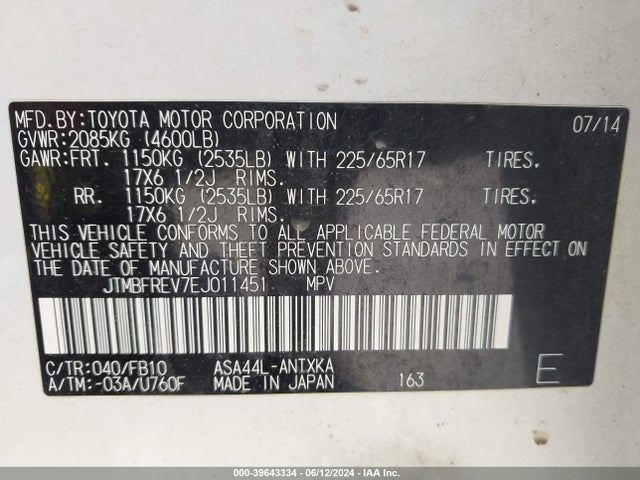 Toyota RAV4 LE 2014 JTMBFREV7EJ011451 Image 9