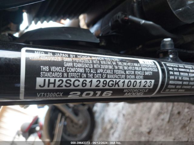 2016 HONDA VT1300 JH2SC6129GK100123 Photo 9