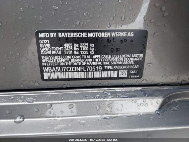 WBA5U7C03NFL70519 BMW 3 Series M340i
