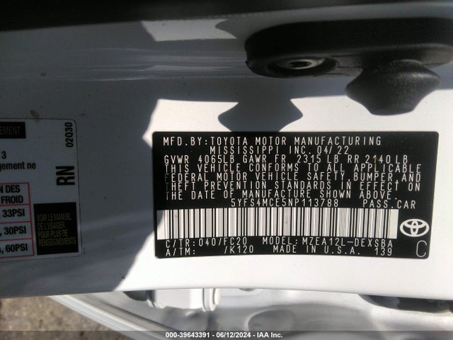 Toyota Corolla Se Nightshade Edition 2022 5YFS4MCE5NP113788 Image 9