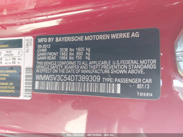 2013 MINI HARDTOP WMWSV3C54DT389309 Photo 8