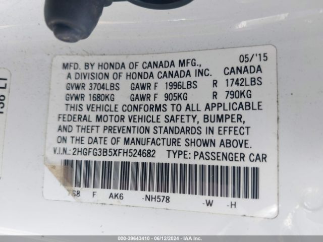 2HGFG3B5XFH524682 Honda Civic Lx